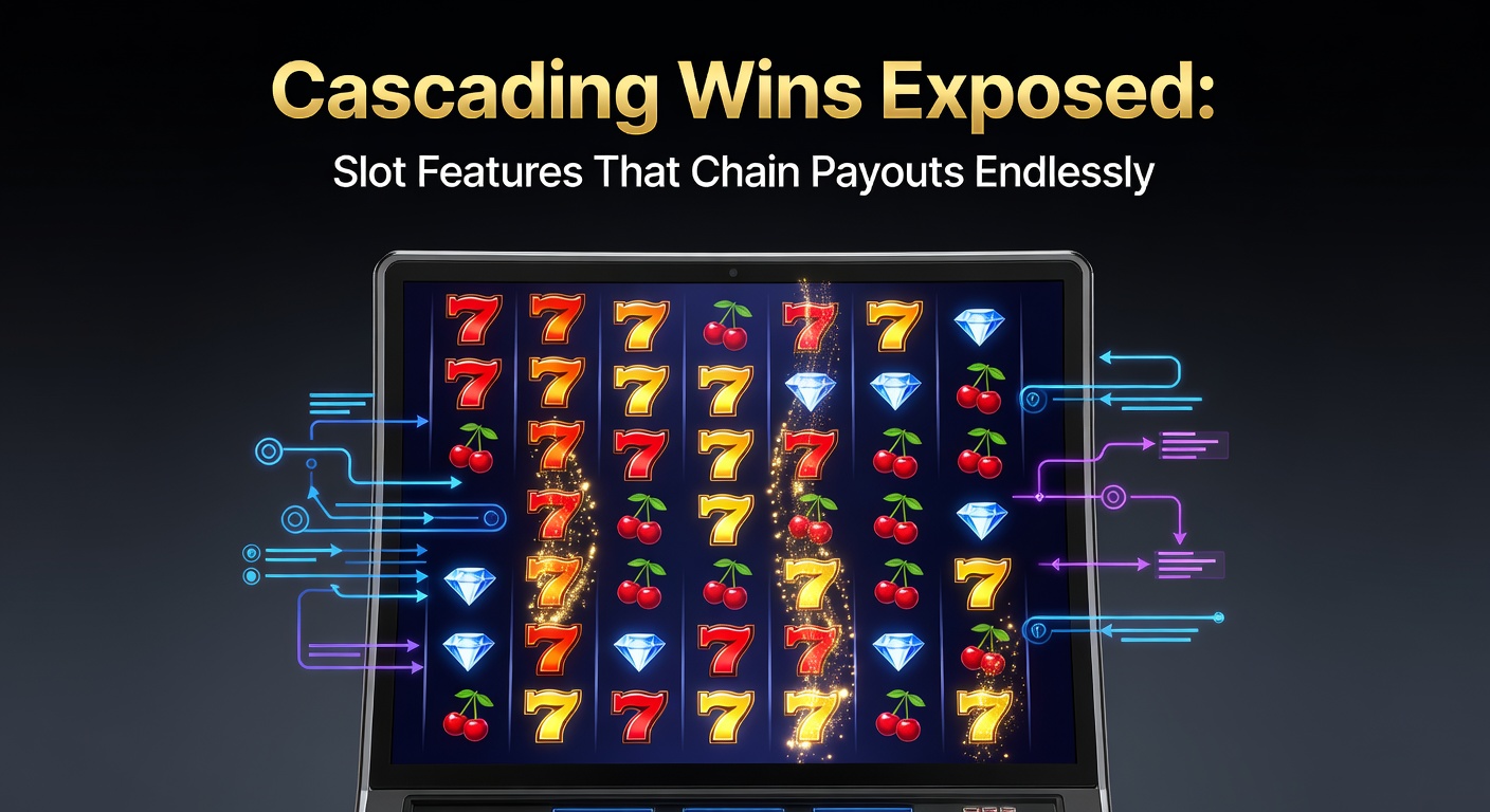 Vibrant slot reels exploding with cascading symbols, new icons tumbling into place for chain reactions